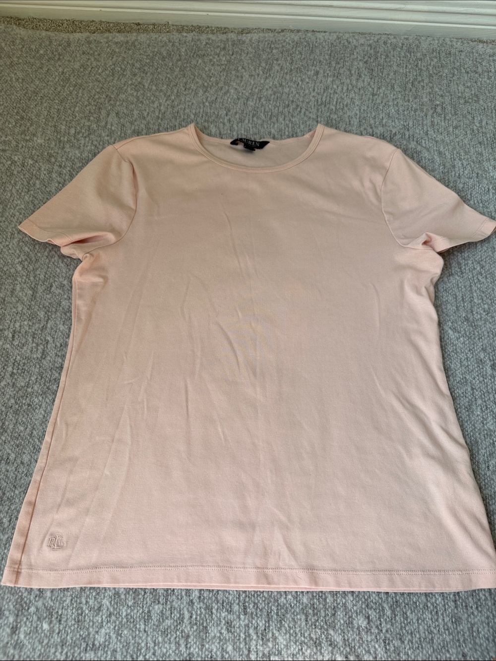 Ralph Lauren Classic Short Sleeve Crewneck Top - Pale Pink Size L